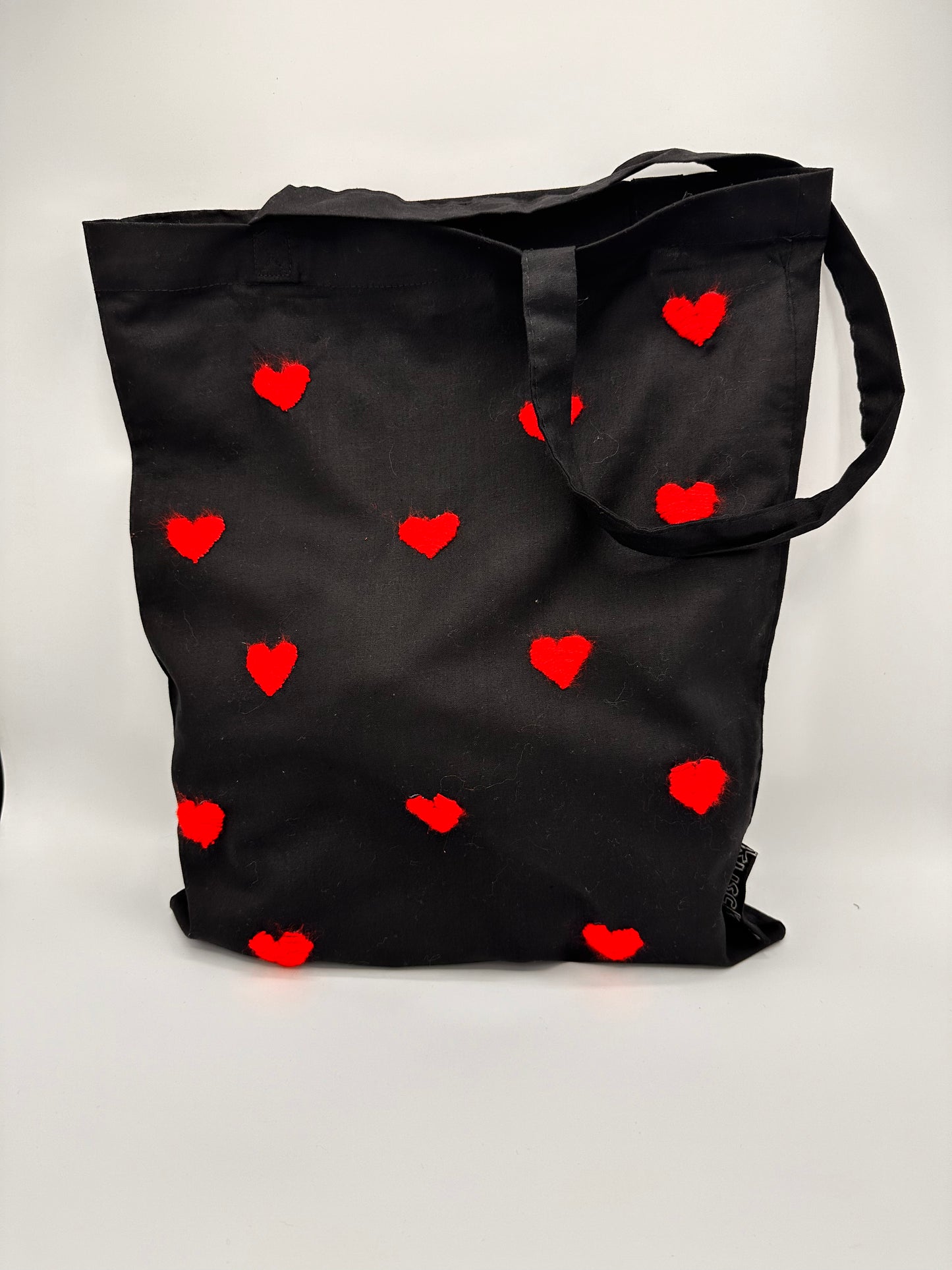 Embroidered Red Hearts tote bag