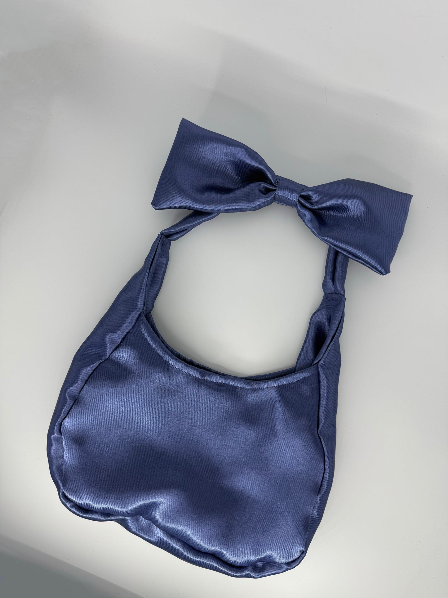 Blue Satin Bow Bag