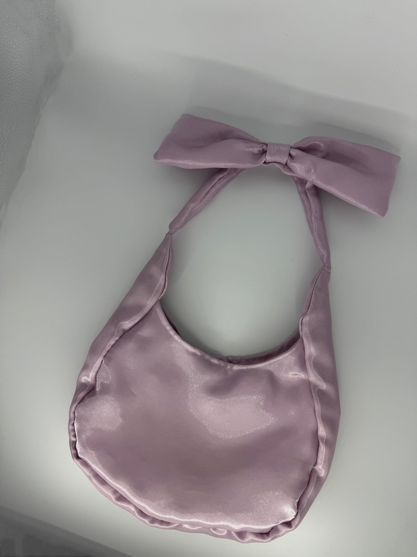 Lilac Satin Bow Bag