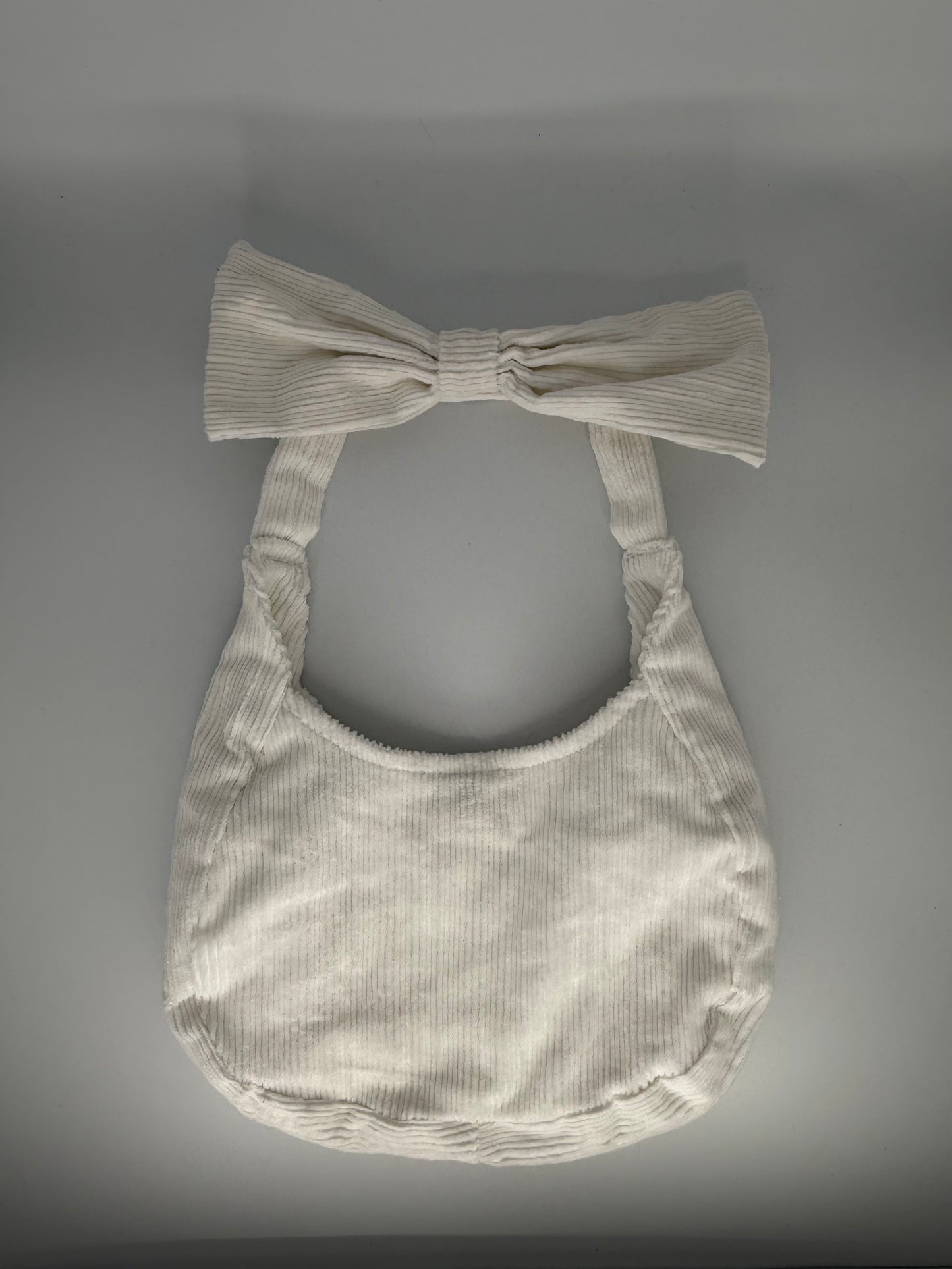 White Corduroy Bow Bag