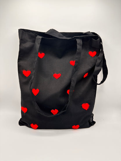 red hearts tote bag