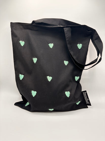 green hearts tote bag