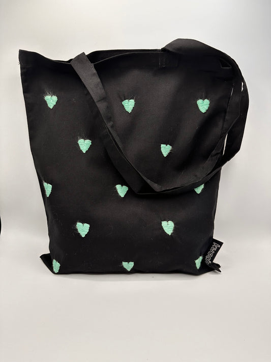 green hearts tote bag