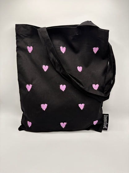 lilac hearts tote bag