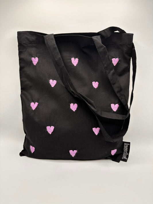 lilac hearts tote bag