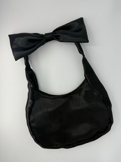 Black Satin Bow Bag