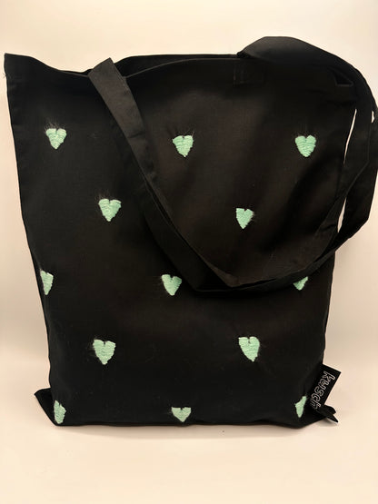 green hearts tote bag