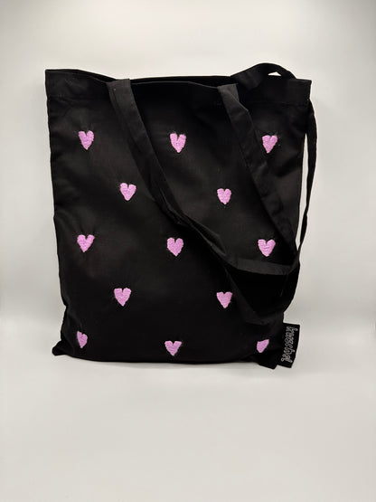 lilac hearts tote bag