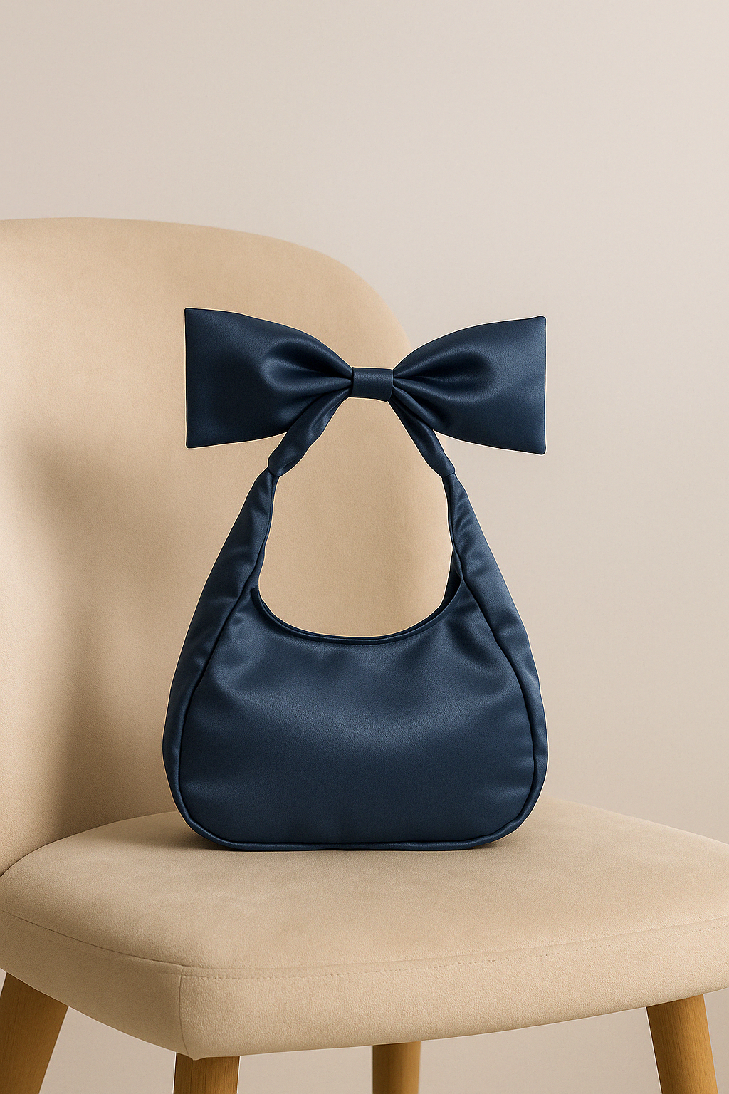 Blue Satin Bow Bag