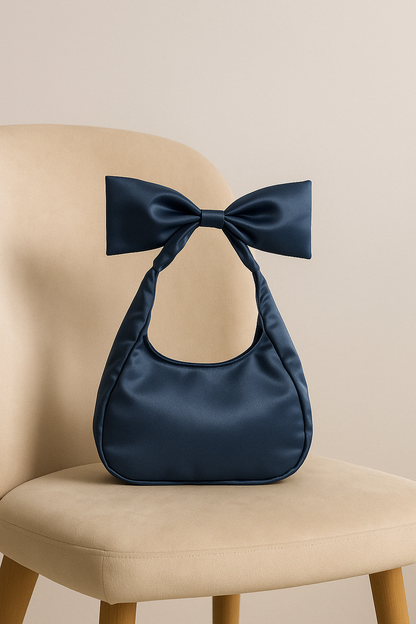 Blue Satin Bow Bag