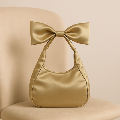 Gold Satin Bow Bag