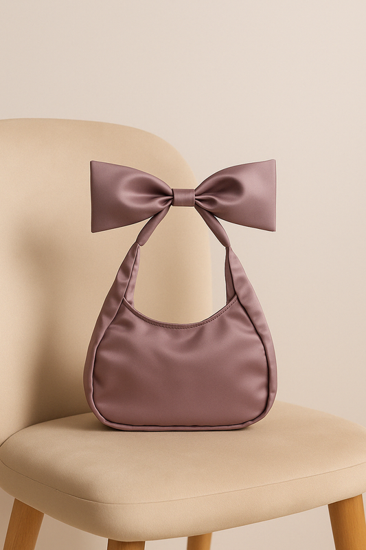 Lilac Satin Bow Bag
