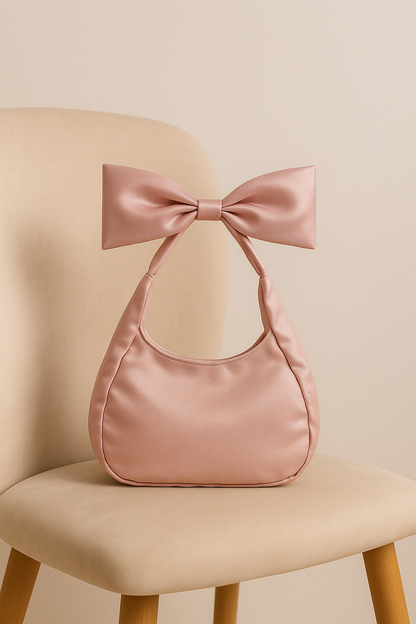 Pink Satin Bow Bag