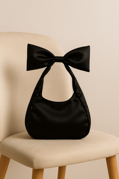 Black Satin Bow Bag
