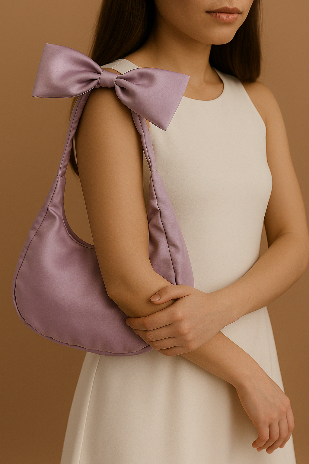 Lilac Satin Bow Bag