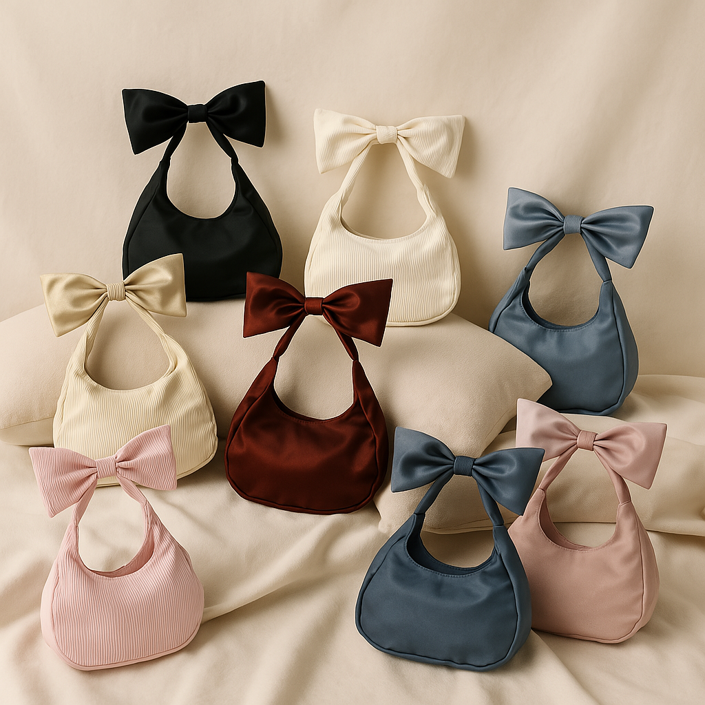 Black Satin Bow Bag