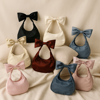 Black Satin Bow Bag