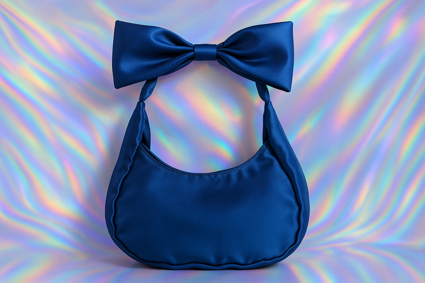 Blue Satin Bow Bag