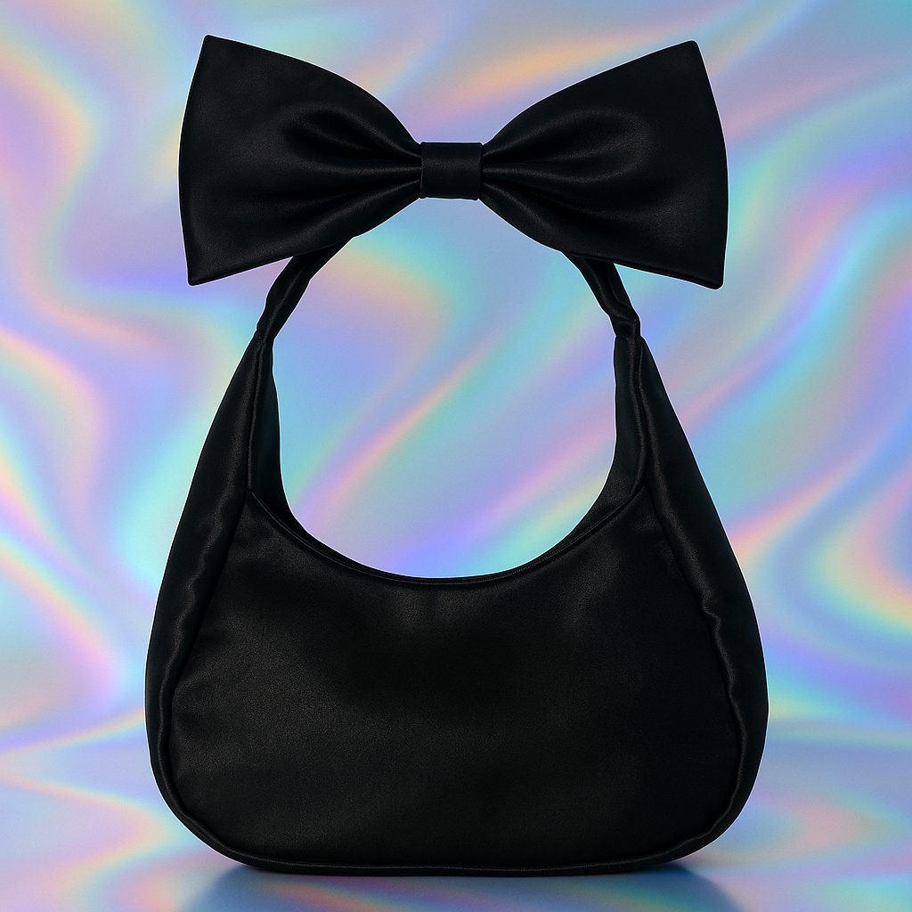Black Satin Bow Bag