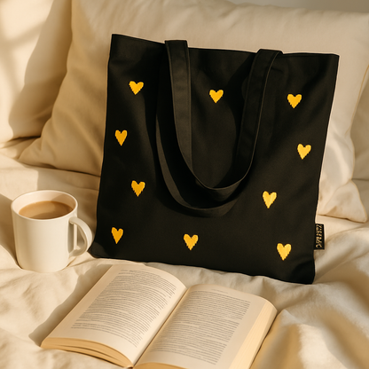 yellow hearts tote bag