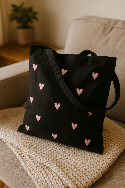 pink hearts tote bag