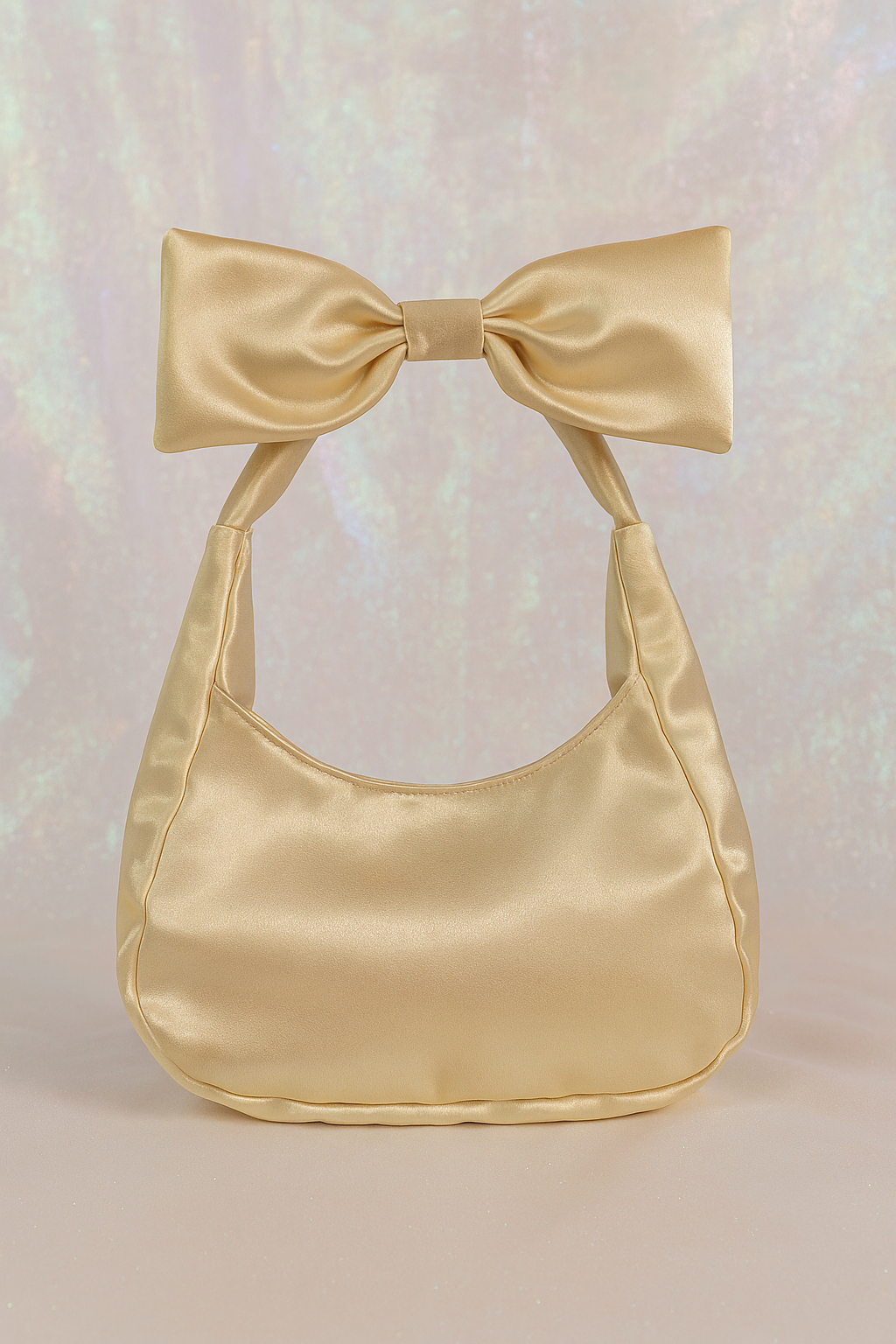 Gold Satin Bow Bag