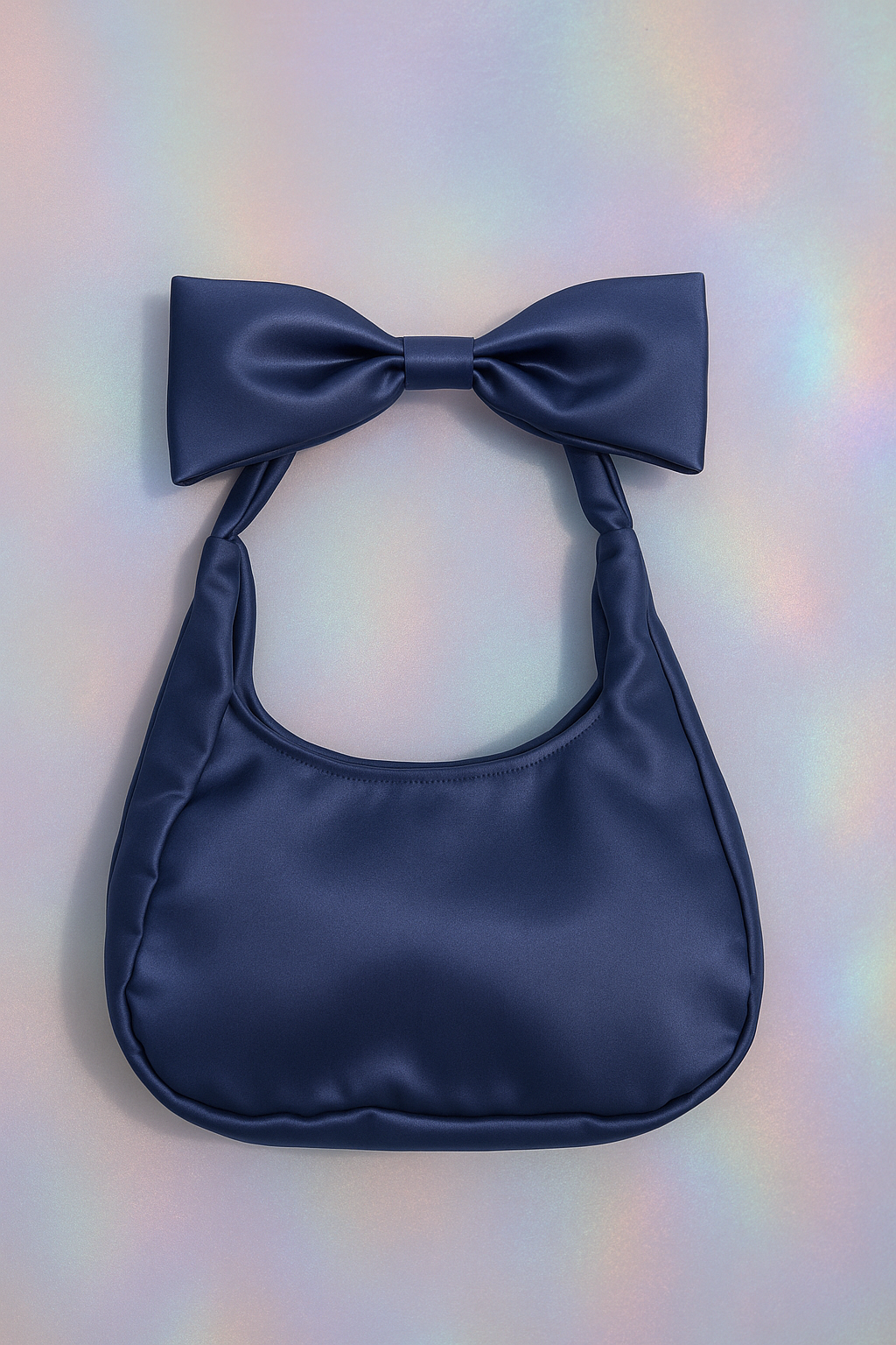 Blue Satin Bow Bag