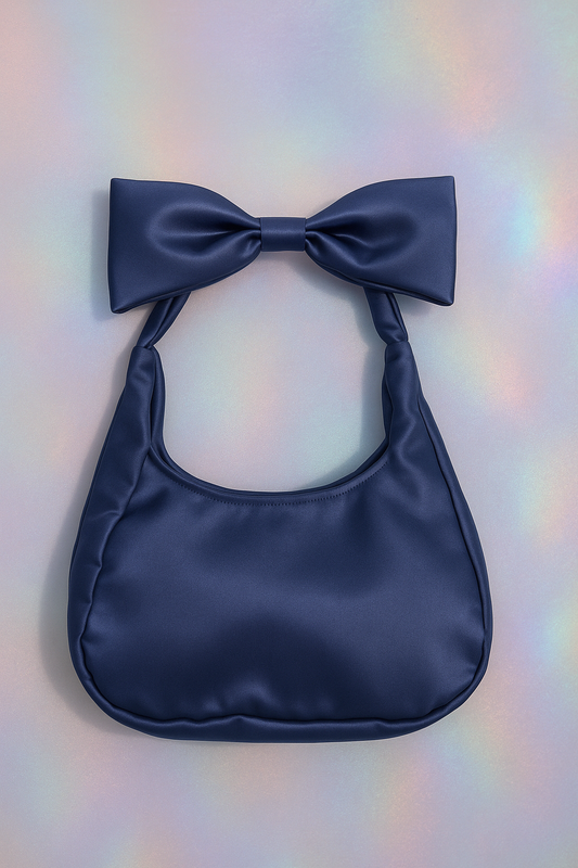 Blue Satin Bow Bag