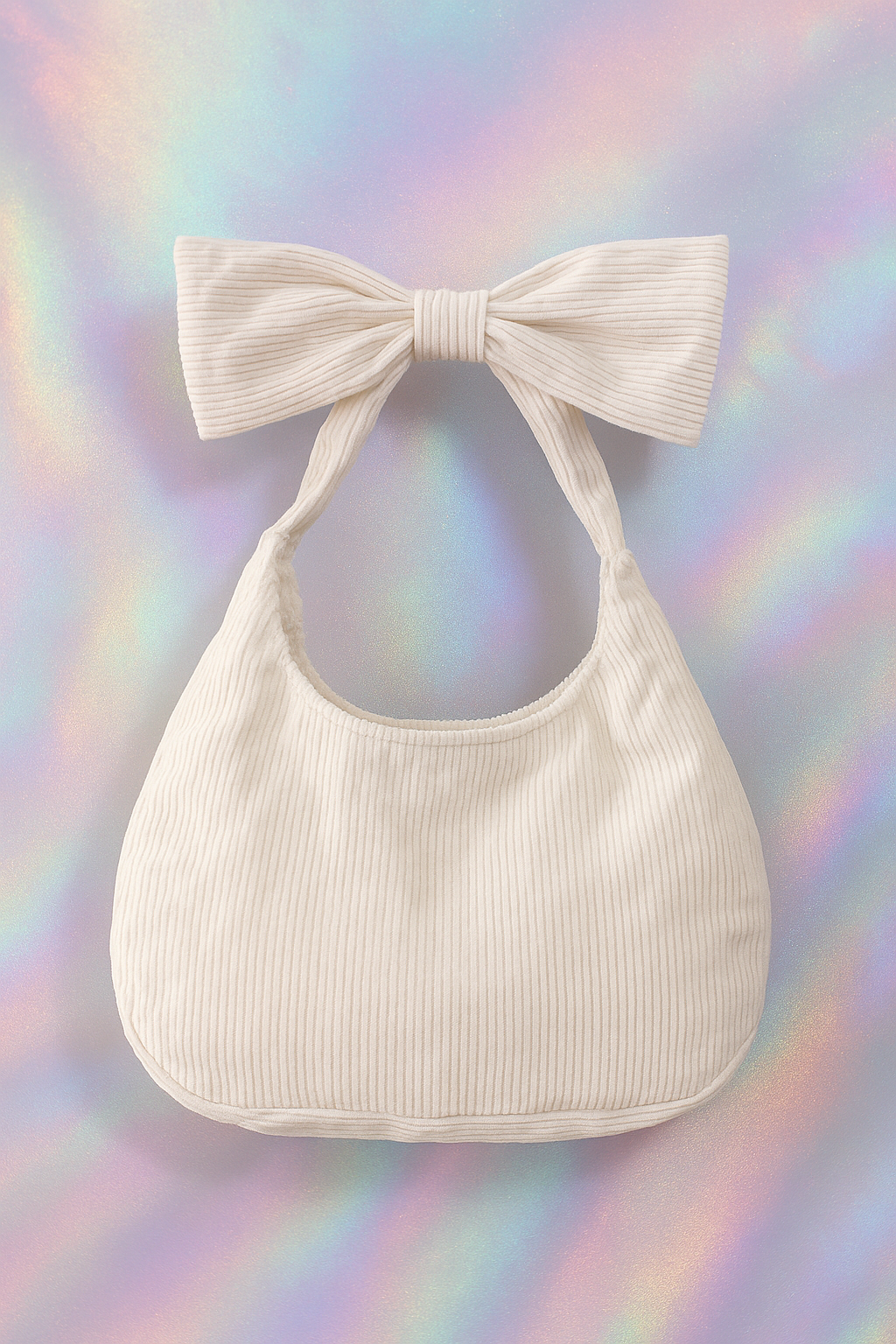 White Corduroy Bow Bag