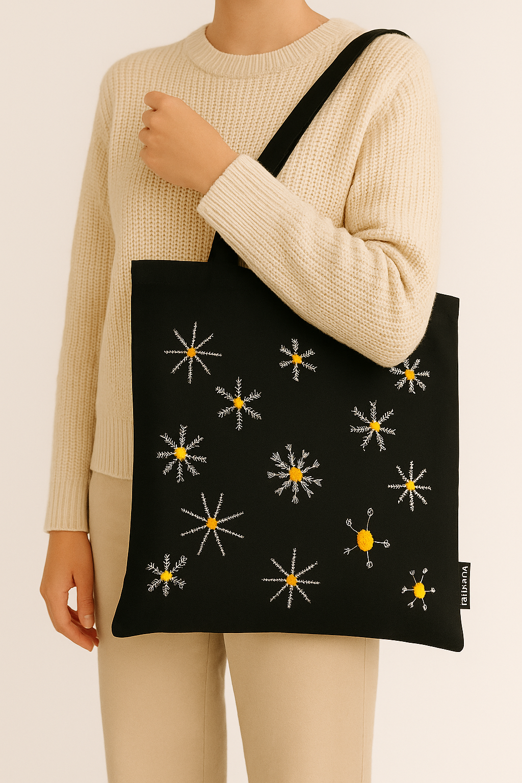 bloom tote bag (black)
