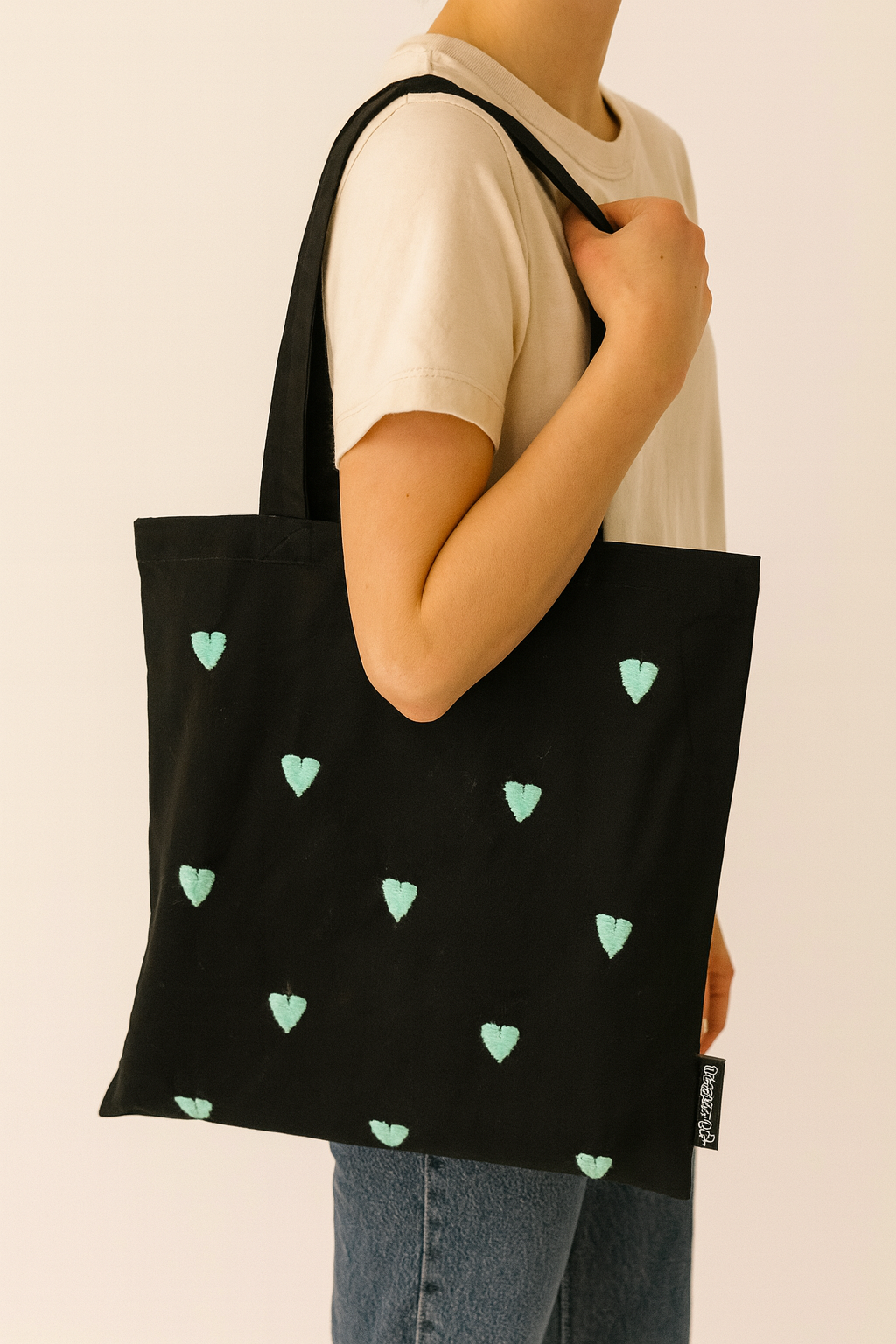 green hearts tote bag