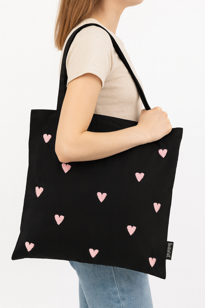 pink hearts tote bag